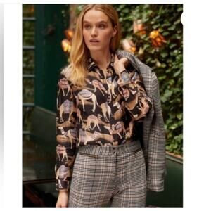 J.McLaughlin Darcey Silk-Bend Blouse Size: L